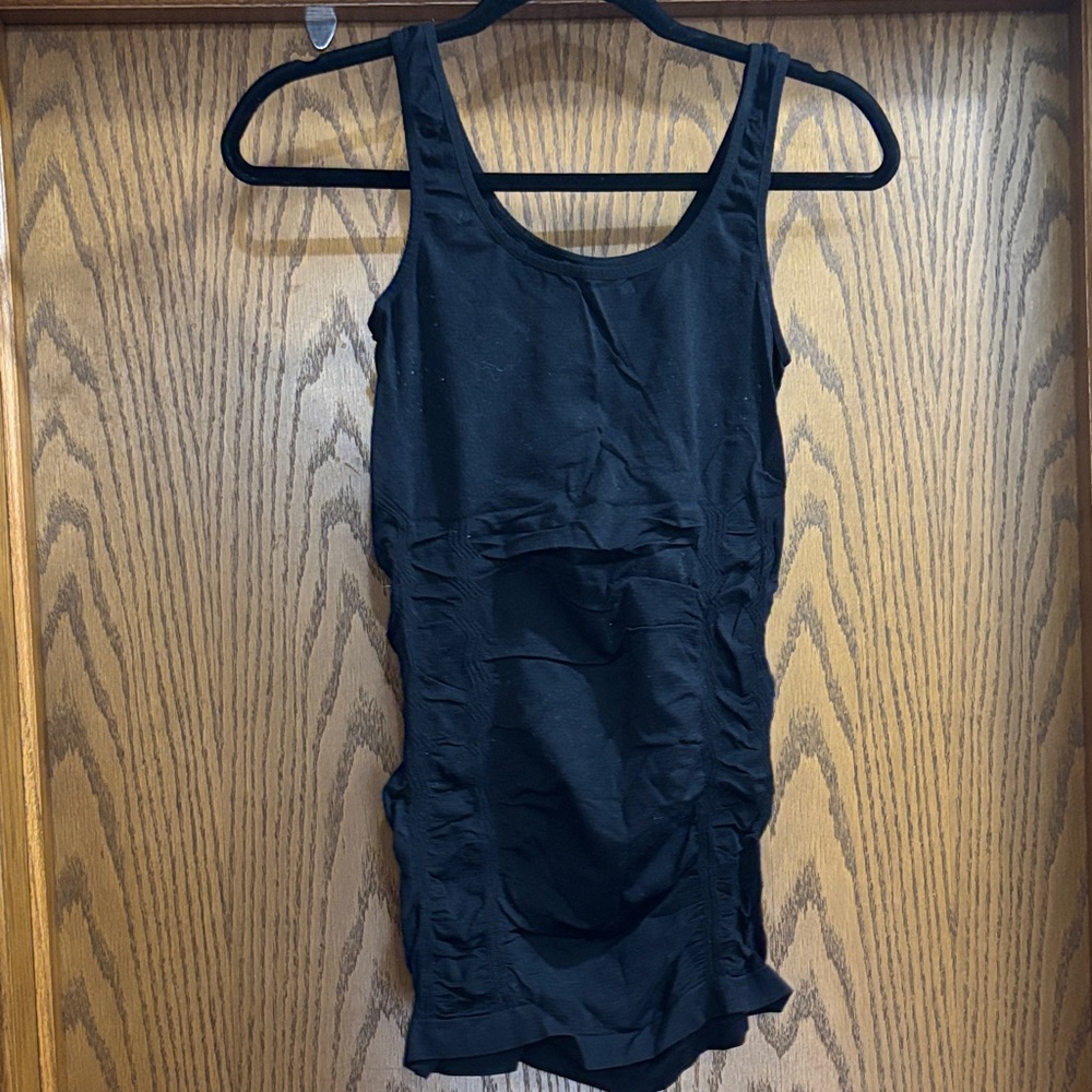 Chic Black Ruched Tank Dress